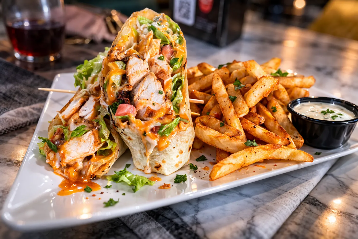 Chicken wrap with fries at Pour Taproom Jacksonville