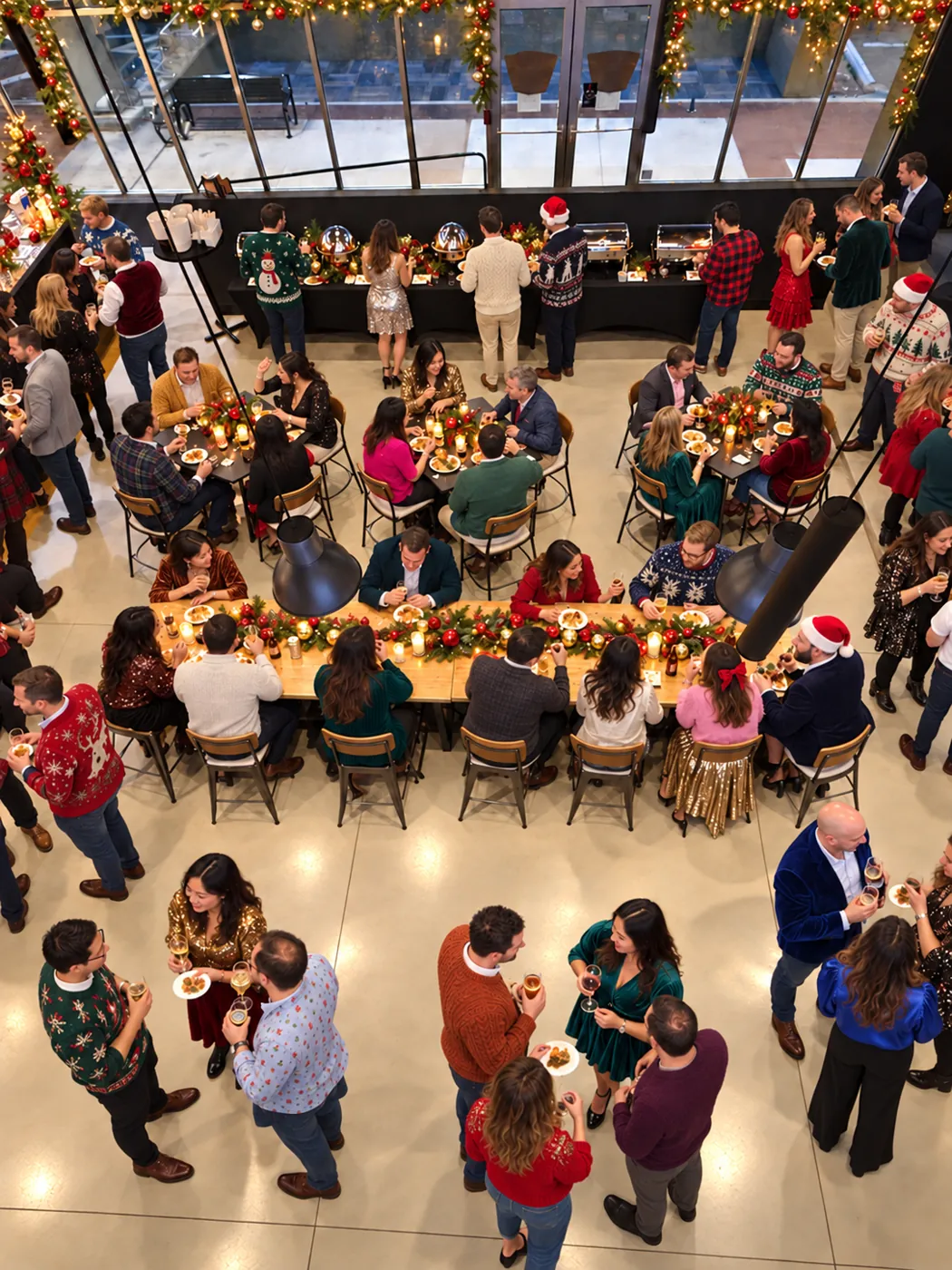 Corporate holiday party filling the main floor at Pour Taproom Jacksonville