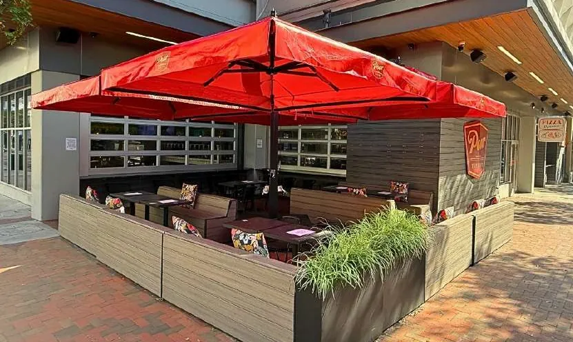 Shaded outdoor patio at Pour Taproom Jacksonville